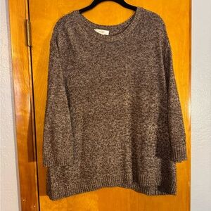 CJ Banks Heathered Brown Crew Neck Sweater